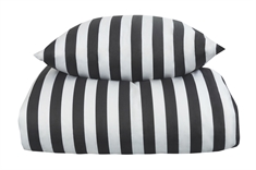 Sengetøj 140x200 cm - Antrasit grå og hvid stribet sengesæt - 100% Bomuldssatin sengetøj - Nordic Stripe